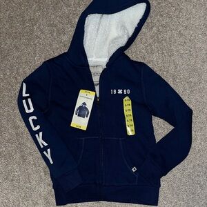 NWT Lucky Brand Girls Sherpa Zip up sz 7/8